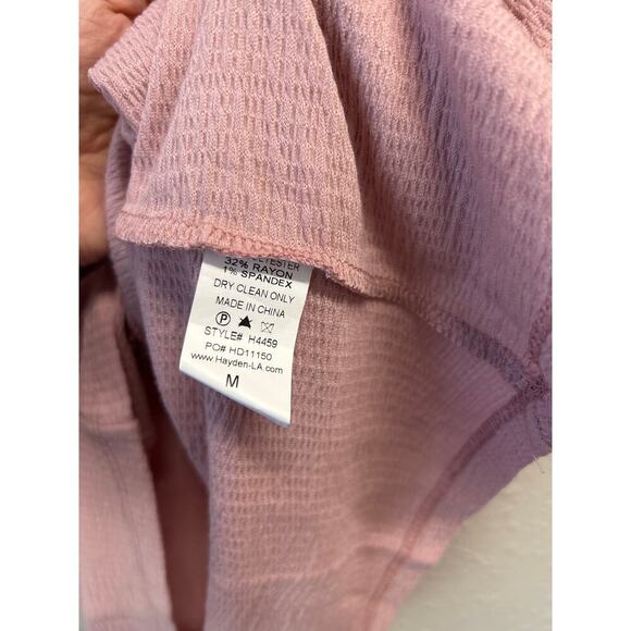 NWT Hayden Los Angeles BabyDoll Pink Ruffled Dolman Sleeve Keyhole Shirt Size M - Picture 5 of 8